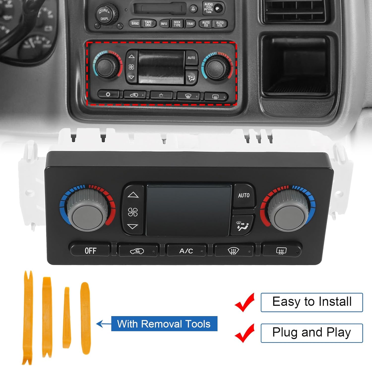 A/C Heater Climate Control Module Compatible with 2003-2004 Chevrolet Silverado 1500/2500/3500,Cadillac Escalade ESV/EXT,GMC Sierra 1500/2500/3500 Yukon XL 1500/XL 2500 Replace#15105215 10367042