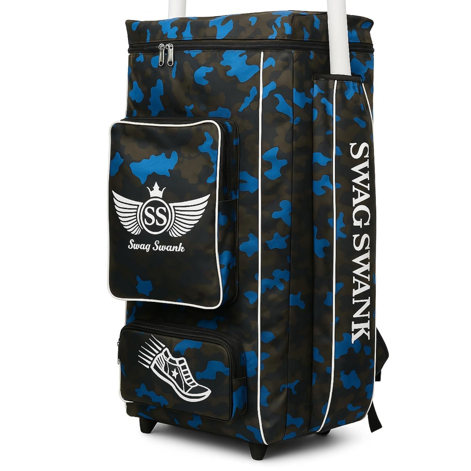 Cricket Kit Bag, 2 Bat Pockets, Durable Polyester, Water-Resistant, Adjustable Shoulder Straps with Signature (Jungle Blue Duffel)-picture-25