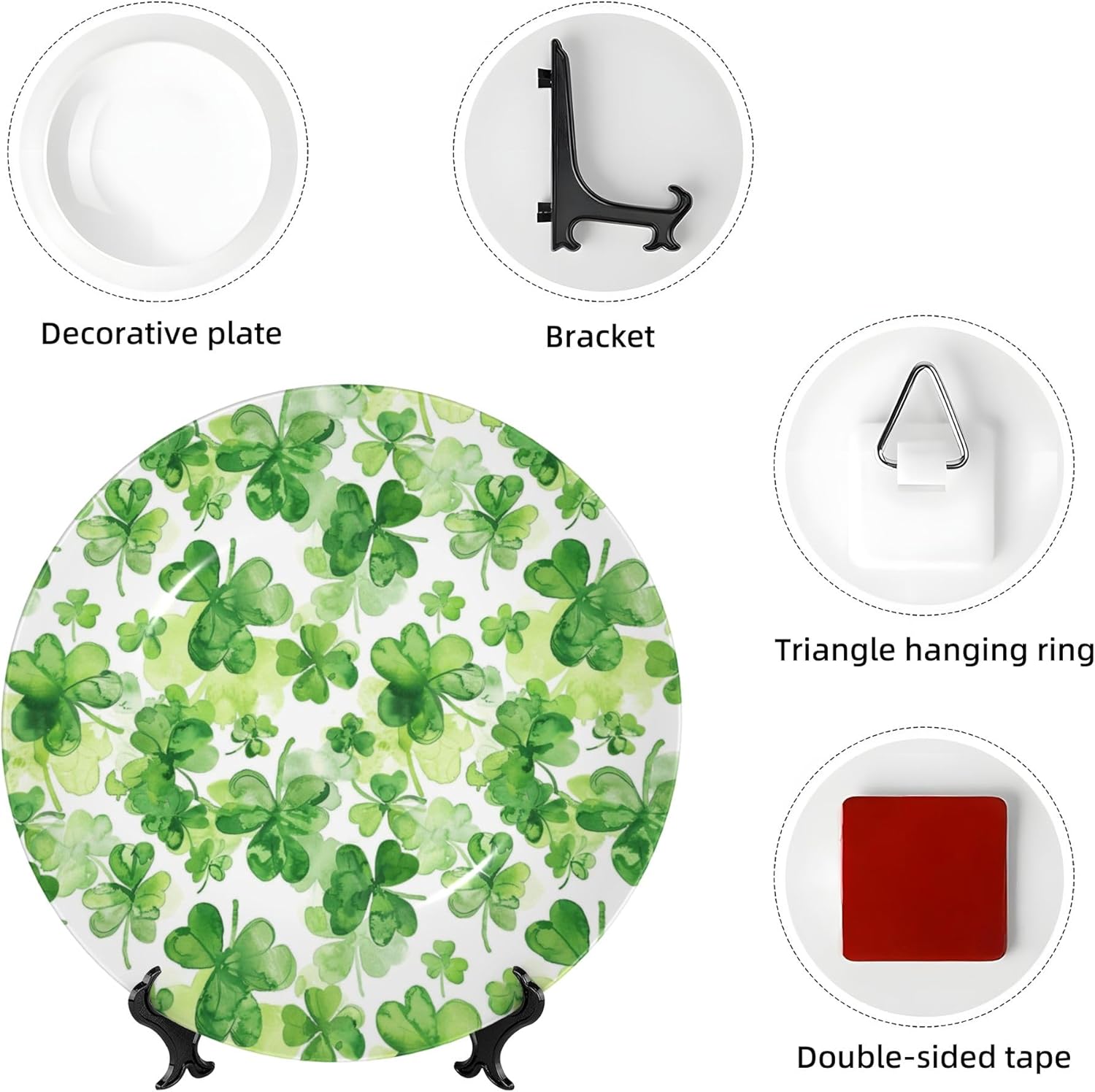 Decorative Plate Ceramic Plate for Wall Hanging 10in Accent Plate for Office Living Room Hallway Table Decor - St. Patrick's Day 13