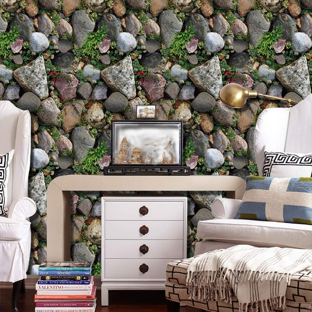 MyFun 11 Yards Realistic Flower Rock Stone Wallpaper Self Adhesive,Natual Colorful Stone Peel and Stick Wall Decor 32.8 Ft X 17.9 inch