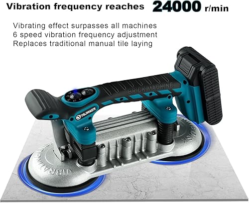 Miniatura 4 de Máquina de vibración de herramienta de instalación de azulejos, vibrador de doble ventosa, nivelación de baldosas de mano, 12000 mAh, 24000 rmin, 6