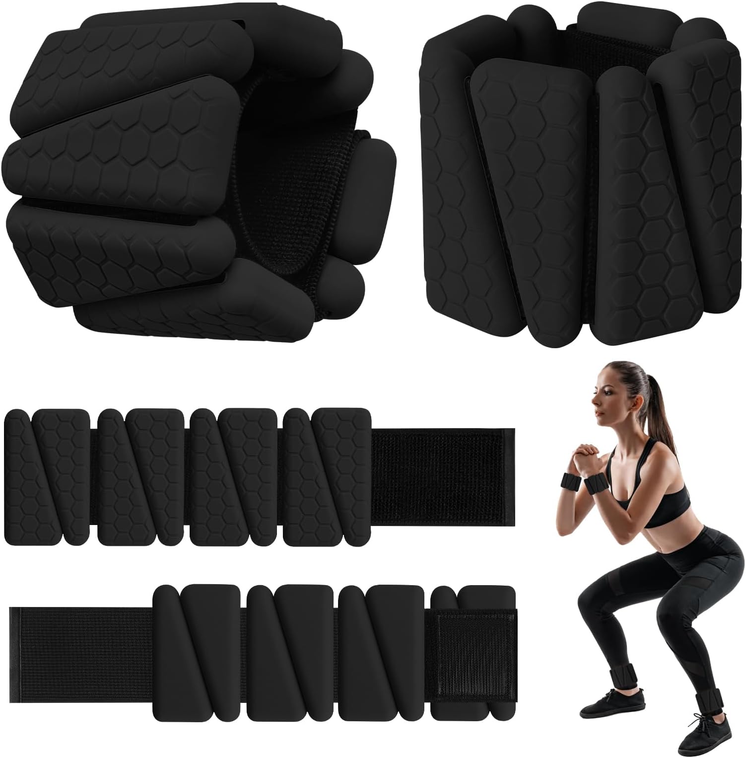 Wrist Weights, 2Pack Adjustable Silicone Weighted Bangles for Women and Men, Wearable Wrist Ankle Weights Suitable for Yoga, Walking and Gym, Arm & Leg Workout, 2lb