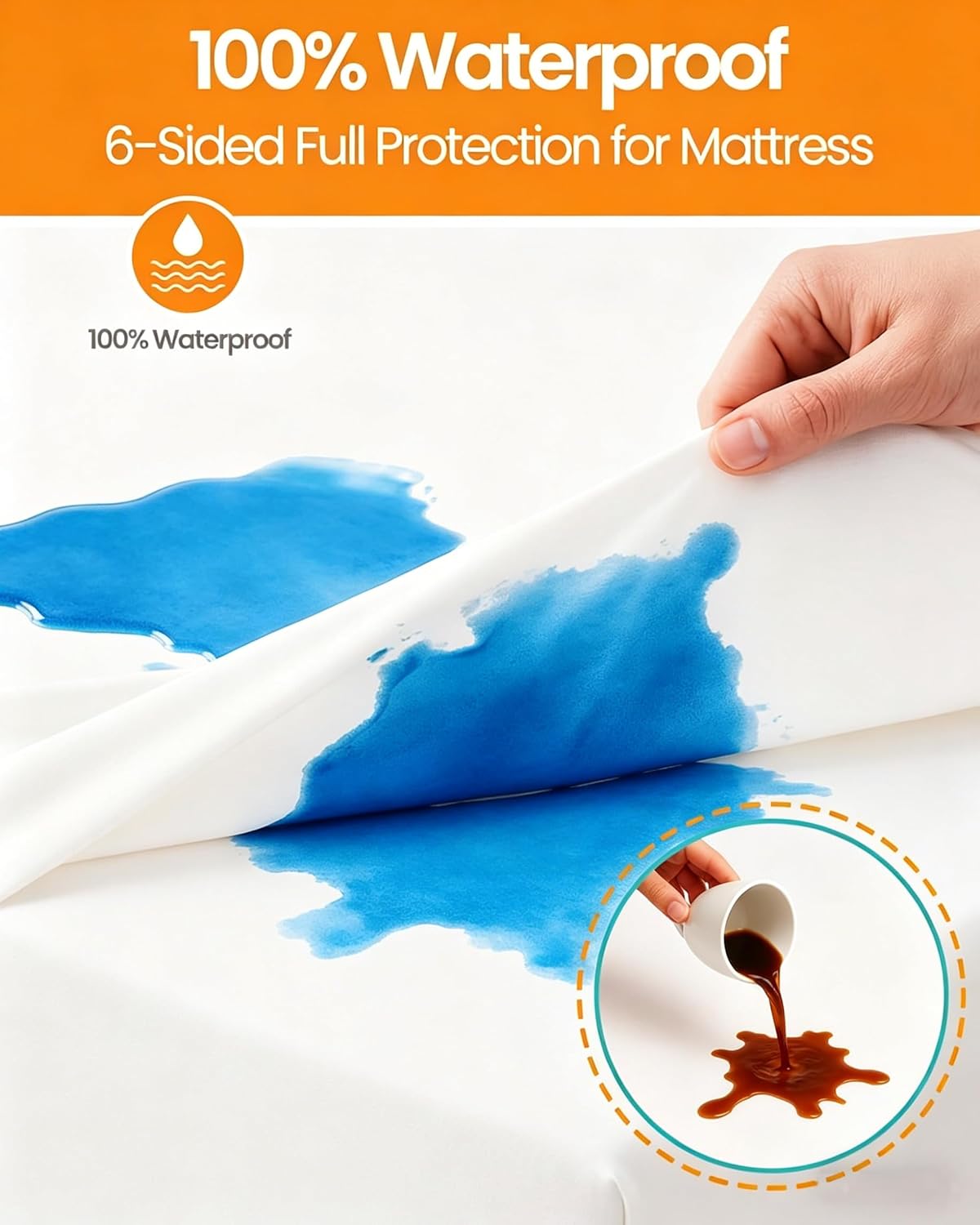 Zippered Queen Mattress Protector Waterproof Cover 60x80 Fits 6-9 inch Depth, Ptsuker Fully Encased Encasement Liquid Proof Urine Pee Protection