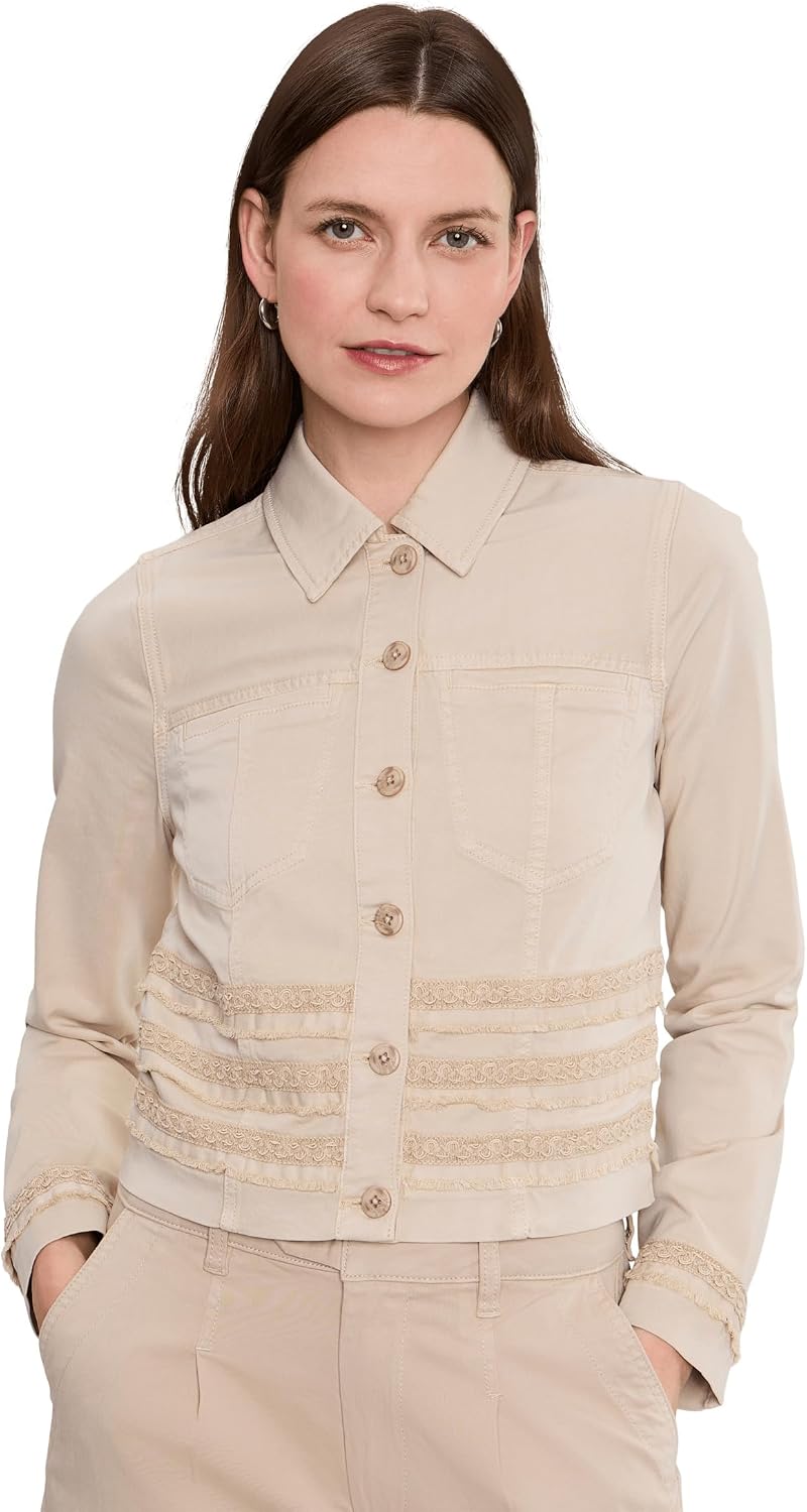 Liverpool Los Angeles Women's Trucker Jacket with Fray and Lace