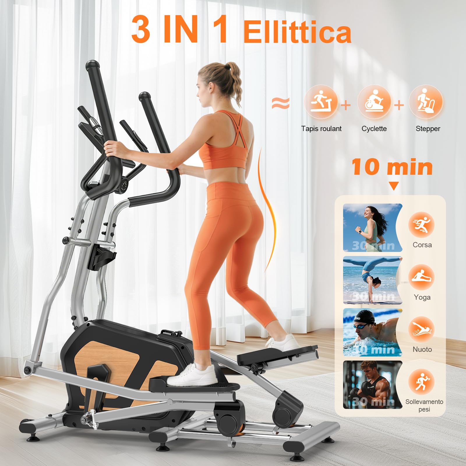 Neezee Ellittica per Casa, Ellittica Professionale con 16 Livelli di Resistenza Silenziosa, Monitor LCD con Bluetooth, Falcata da 17,7 Pollici, Recentemente Aggiornato Ellittiche, Supporta 330LBS