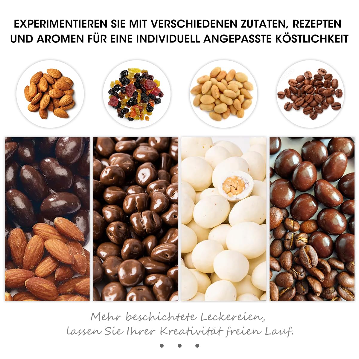 Aieve Snack Coater kompatibel, Küchenmaschine für die Herstellung von Schokoladenüberzogenen Mandeln (Kapazität :160 oz/4,73 L)