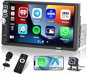 Roinvou Écran Autoradio CarPlay 1 DIN avec Android Auto sans Fil, Écran Tactile de 6.8 Pouces