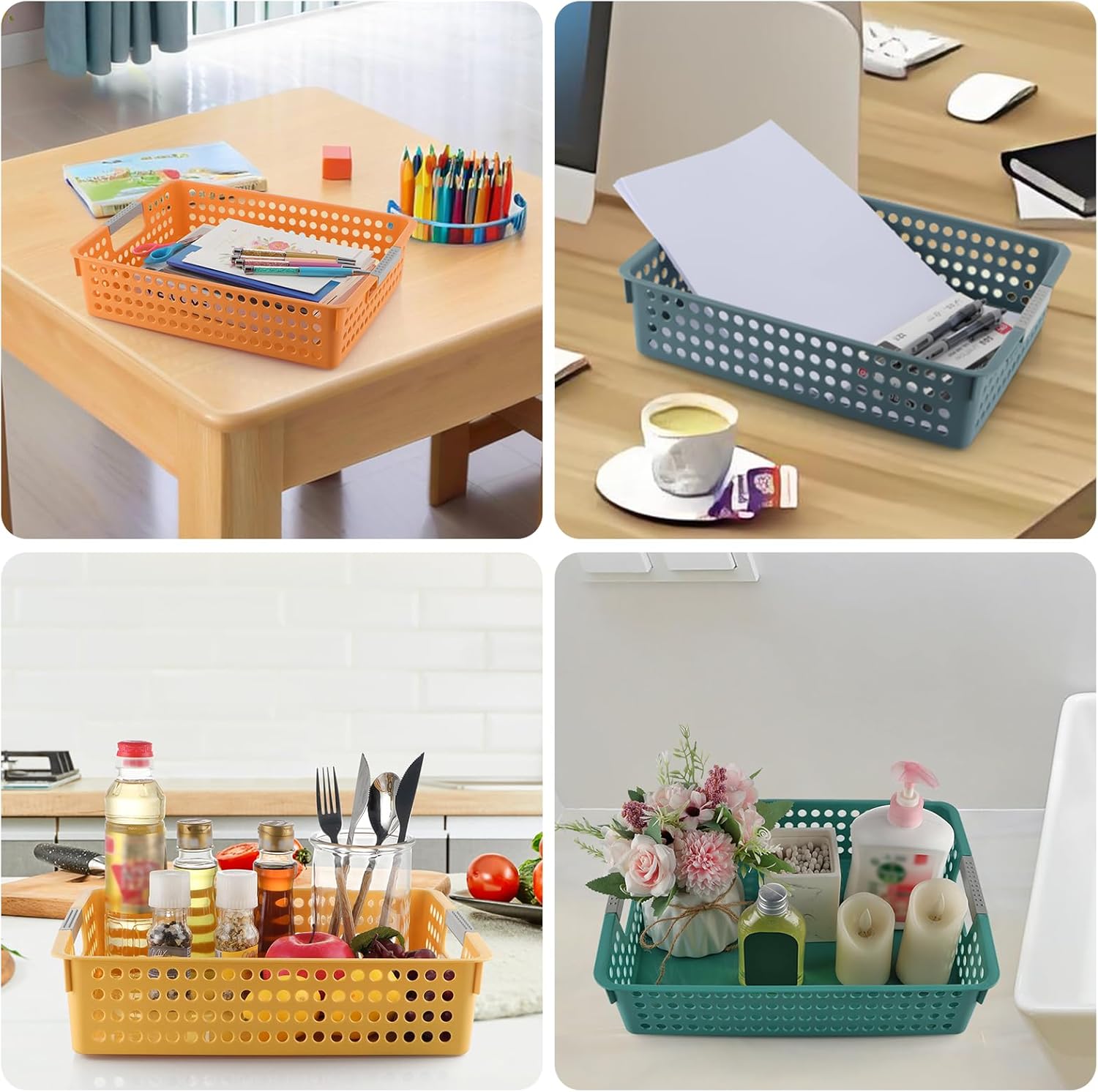 Skelang Multicolor Storage Basket, Classroom Organization, A4 Paper Trays Organizer, Storage for Classroom Toy, Crayons, Handicrafts, Files, 4 Pcs