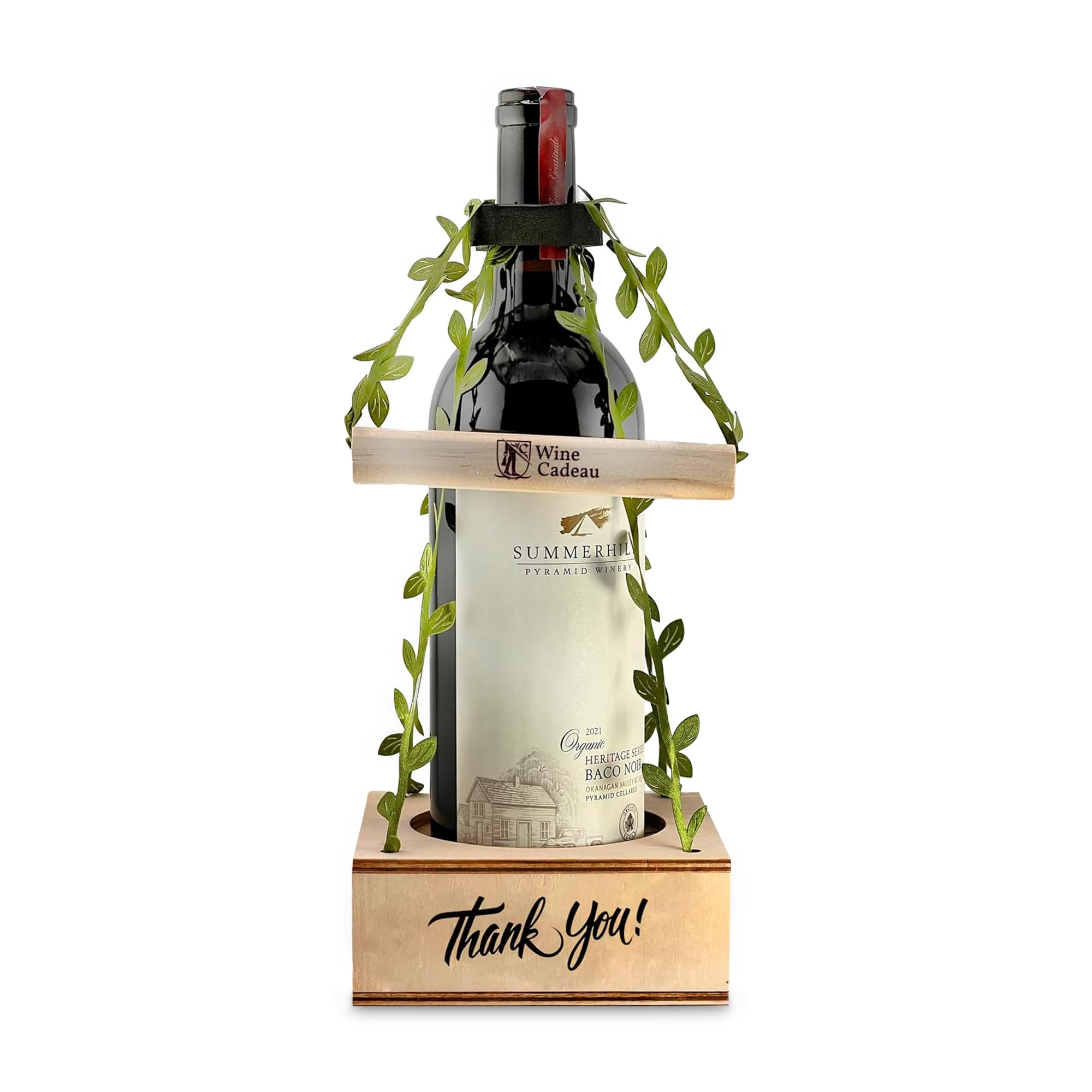 Wine Cadeau Personalized Gifts Box For Versatile Use | Wine Bar Gift For Celebration, Occasion and Special Moments | Personalization Visual In Leaf Design - Thank You