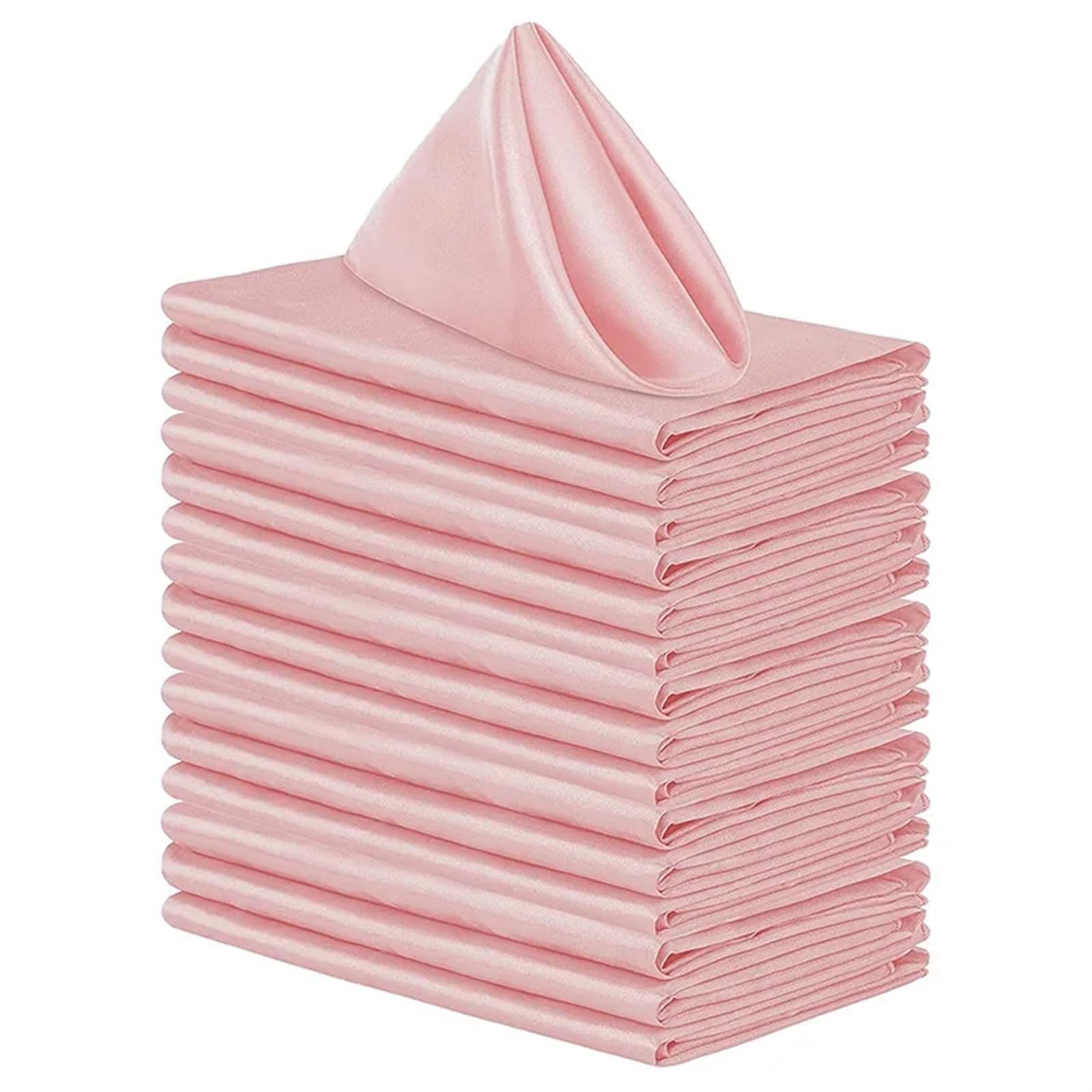 serviettes napkins 12pcs 30x30cm Hemstitched Square Napkins Satin Cocktail Napkin for Party Wedding Table Cloth Soft Kitchen Dinner for dining wedding party everyday home(12pcs pink)