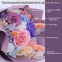 Vista 5 de Forever Roses Bouquet - Ramo de rosas preservadas hechas a mano, regalo para mujeres, dura de 1 a 3 años, perfecto para San Valentín, mamá