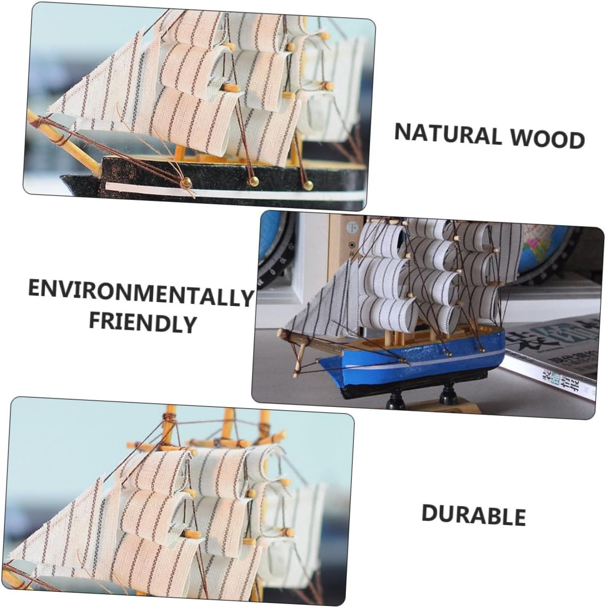 OSALADI Unsinkable Ship Model Wooden Sailboat Craft Pirate Decor Sailing Boat Model Kit Home Ornament Random Color