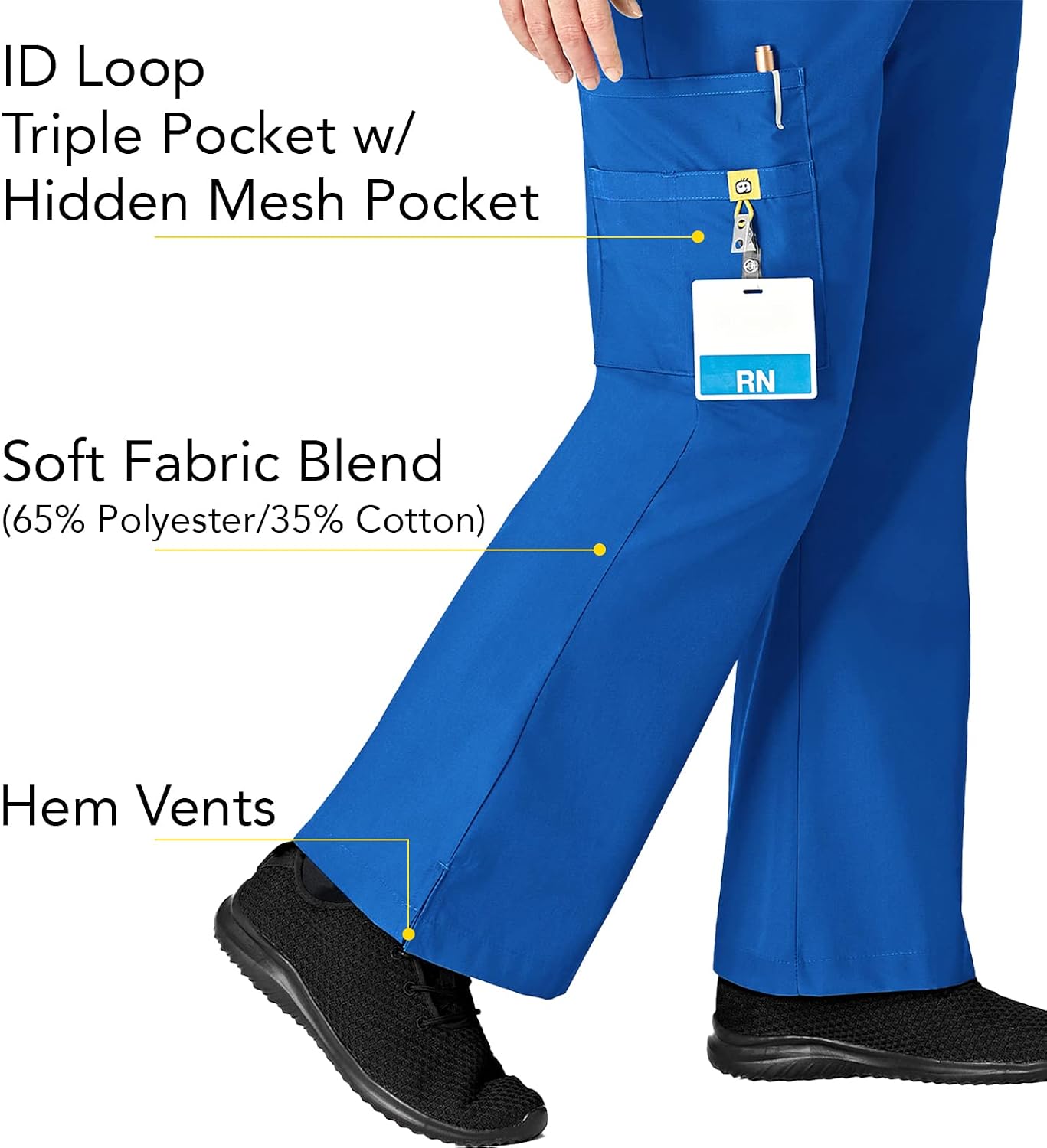 WonderWink womens Flare Leg Cargo Pant, Royal, XX-Large Petite