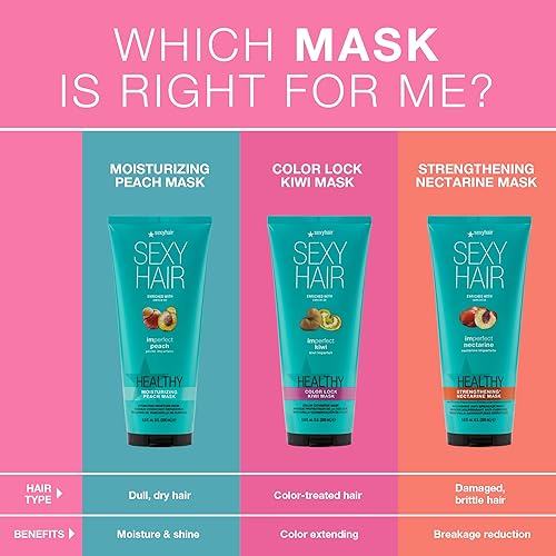 Miniatura 3 de SexyHair Mascarilla hidratante saludable de frutas imperfectas, 6.8 onzas  Melocotón  Tipo de cabello medio a grueso