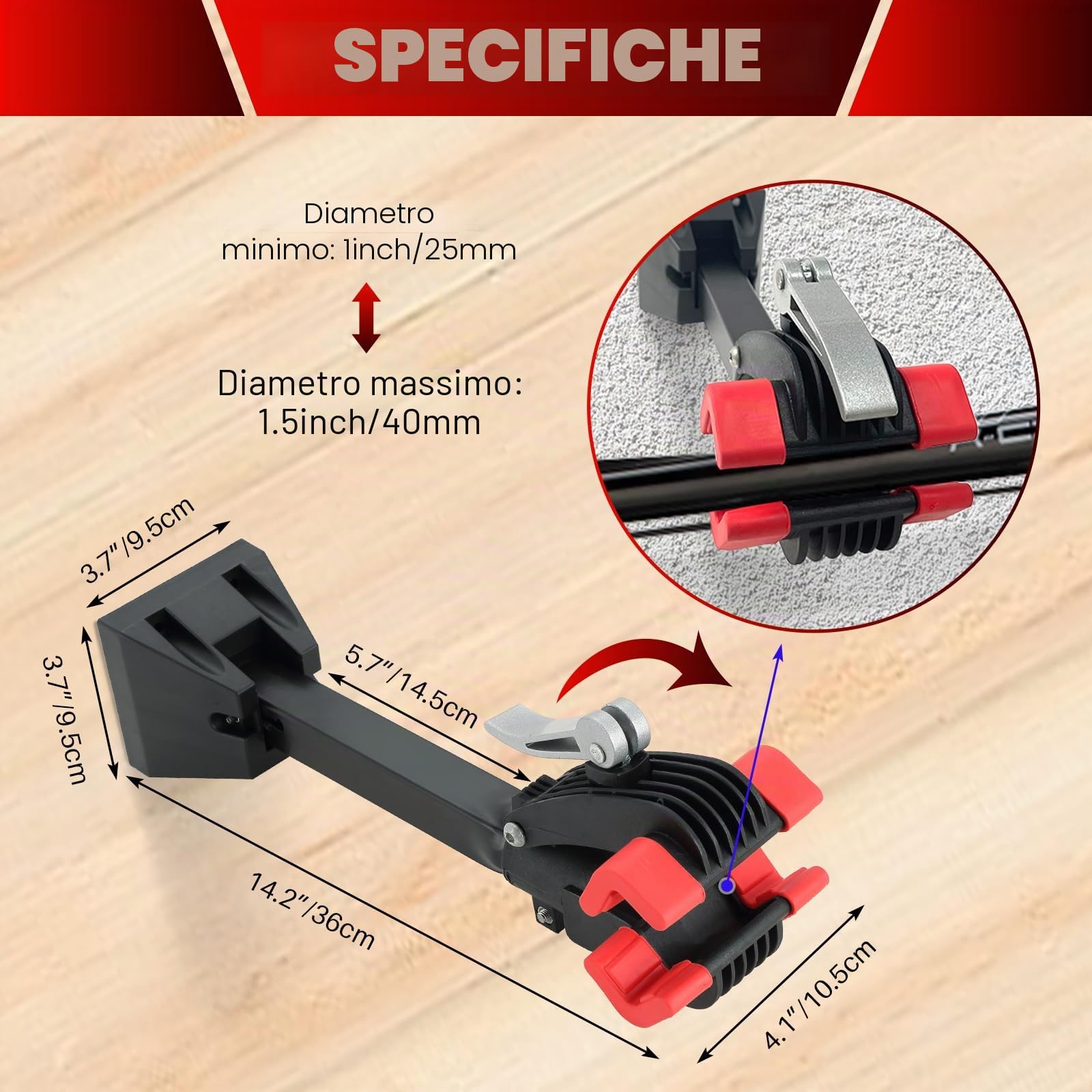 DASBET Supporto per Riparazione Bici da Parete - Pieghevole per Garage o Casa - Montaggio a Parete per Manutenzione Biciclette