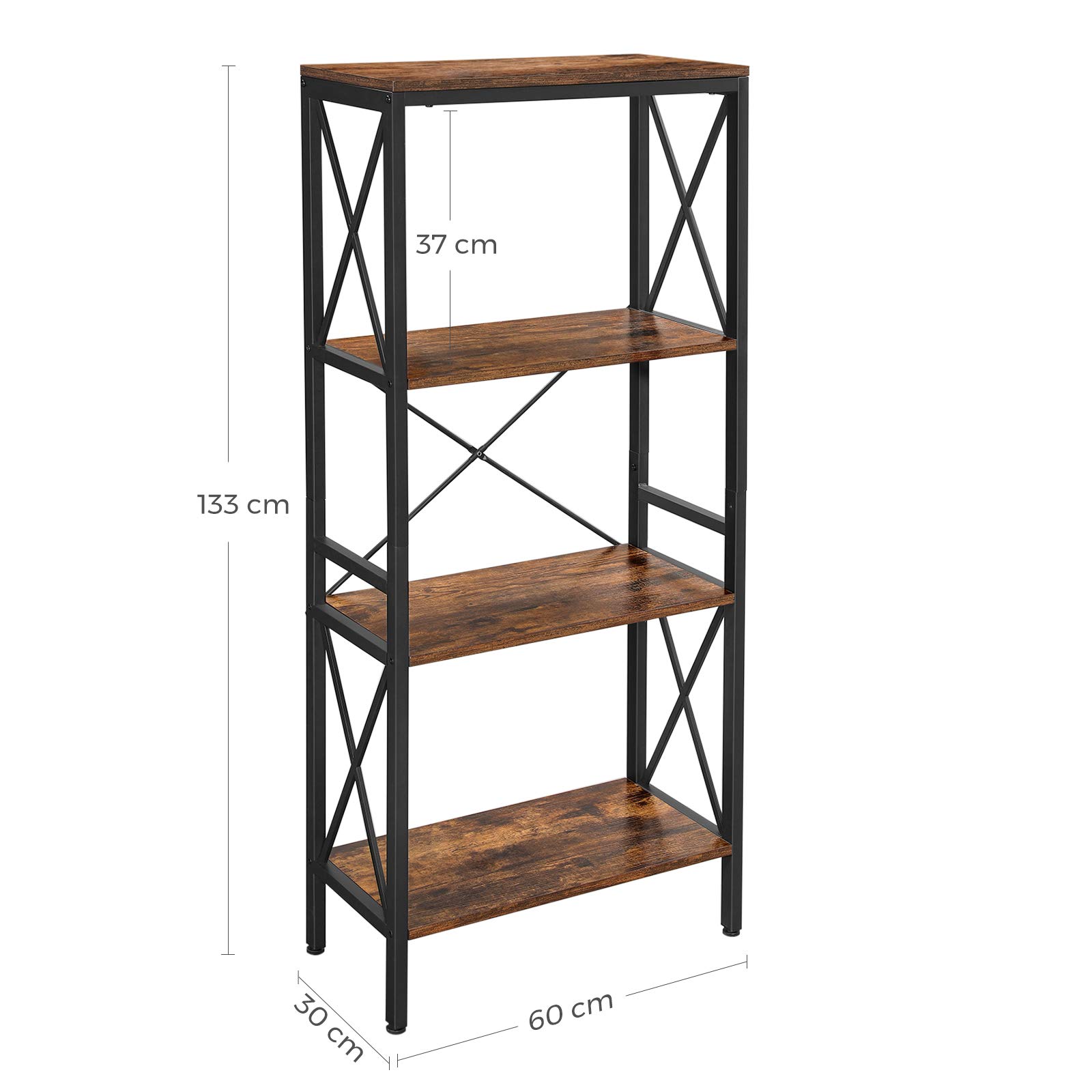 VASAGLE Bookshelf, Kitchen Shelf, Free Standing Shelf, Ladder Rack with
