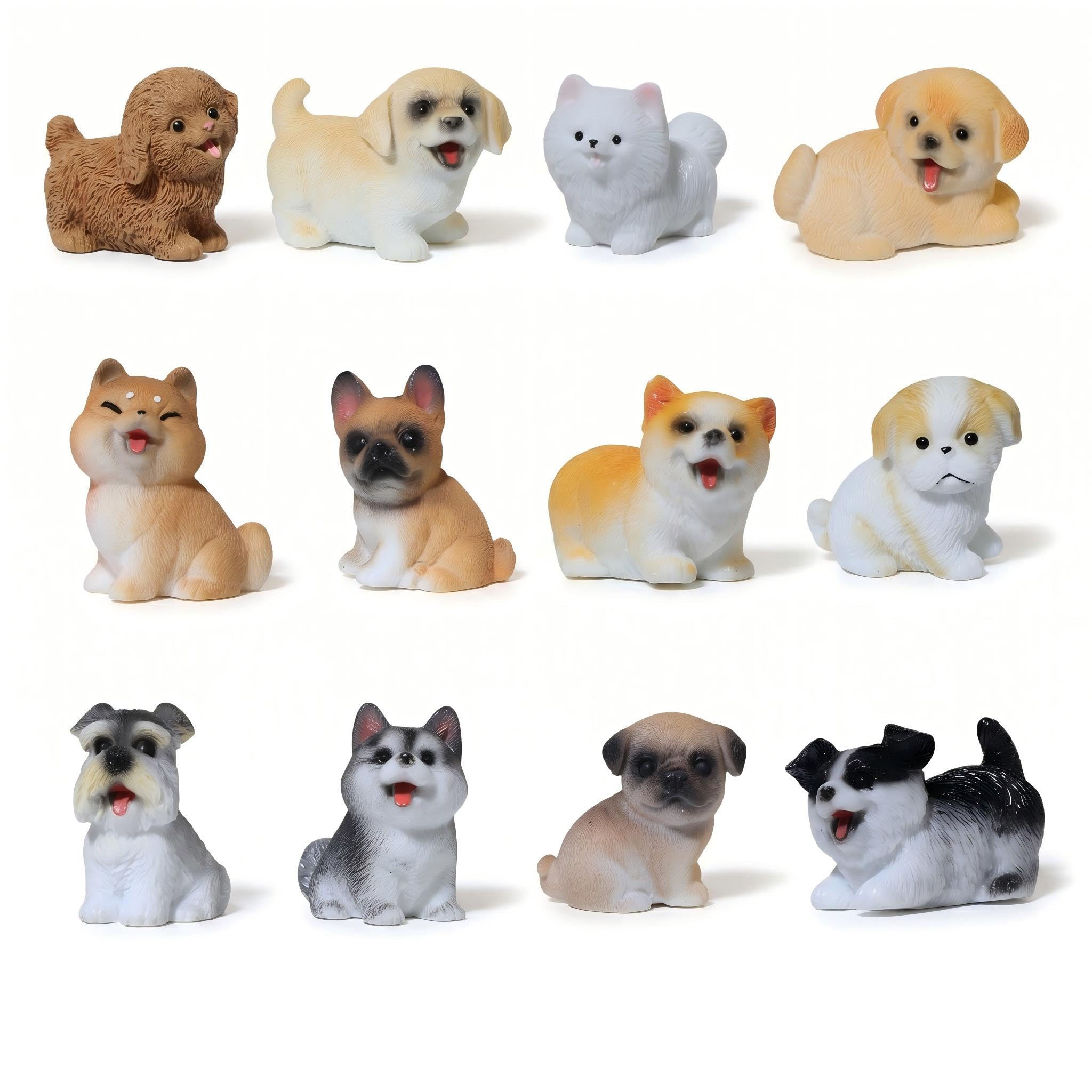 Photo 1 of 12PCS Mini Dog Figurines, Hand-Painted Resin Animals with 12 Dog Breeds