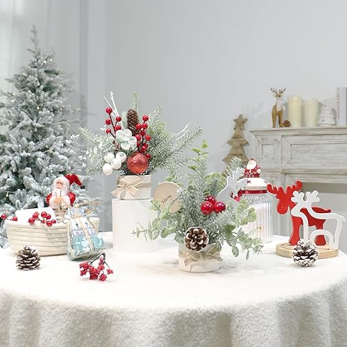 Miniatura 6 de Pequeño mini árbol de Navidad de mesa, maceta artificial de 12 pulgadas para decoración de Navidad, para decoración de Navidad en interiores del