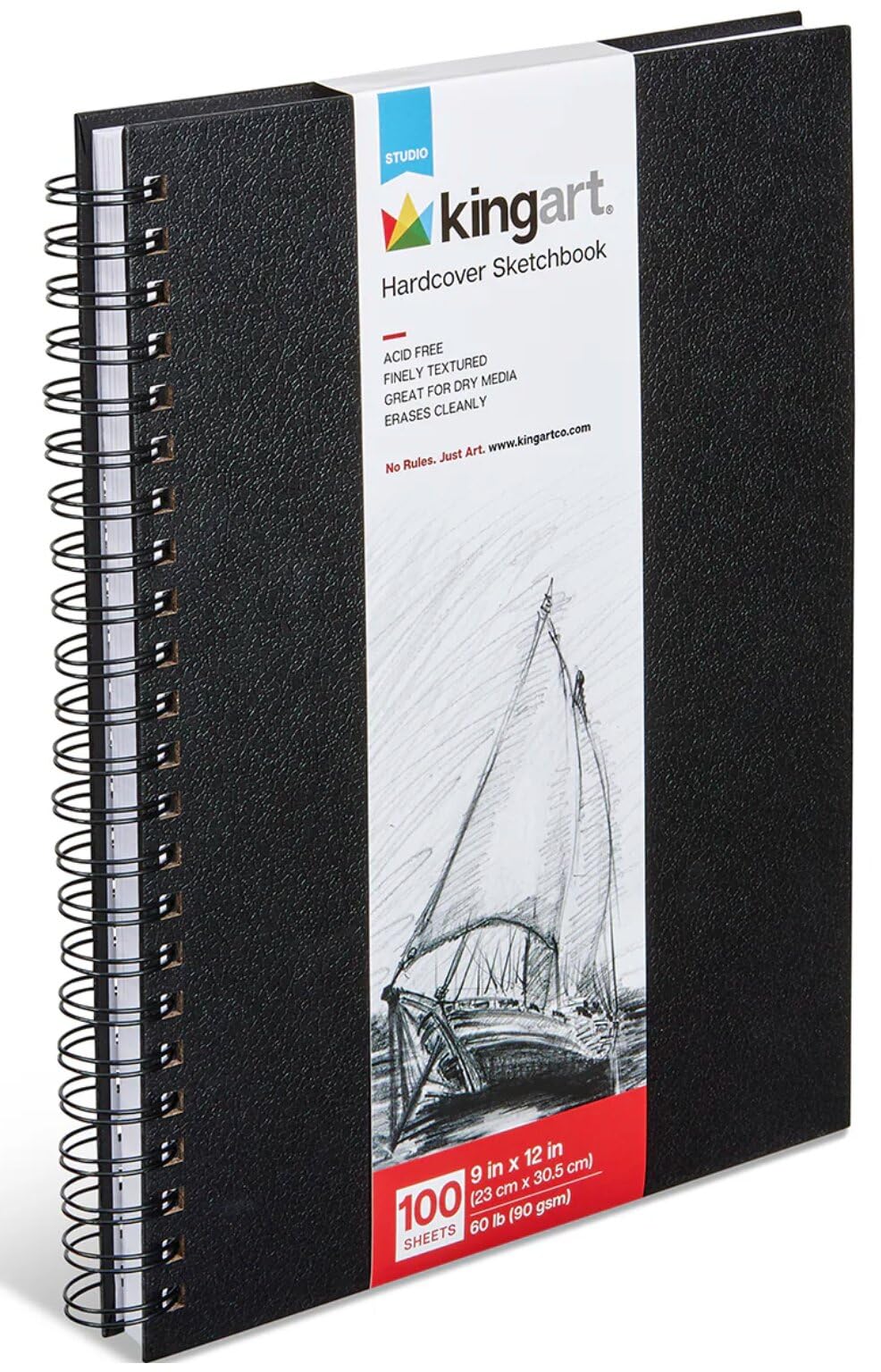 KINGART Cuaderno de bocetos de tapa dura, paquete de 2, 9 x 12 pulgadas