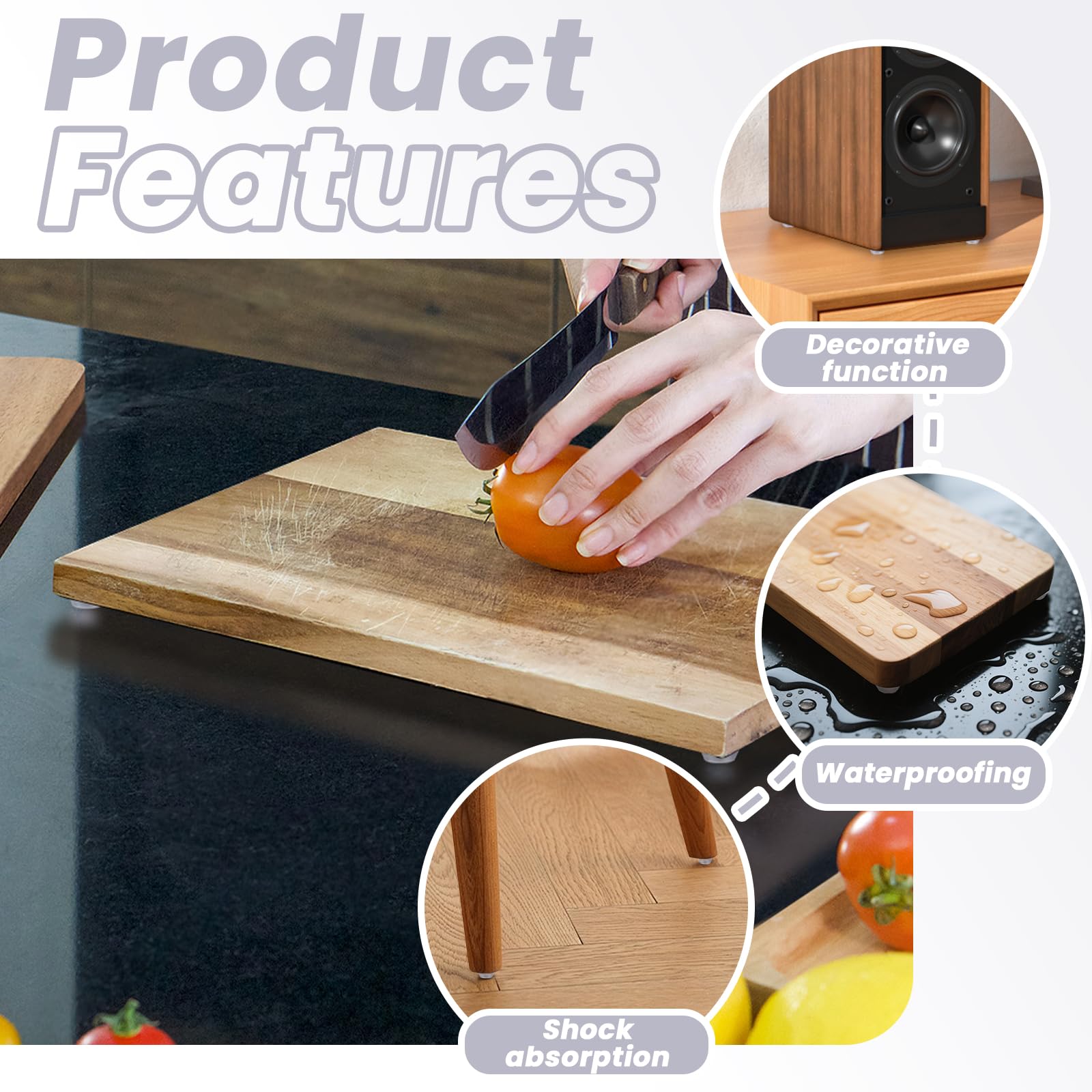 100 Pack Clear Rubber Feet for Cutting Board Small Round Cutting Board Feet with Stainless Steel Screws - Image 4