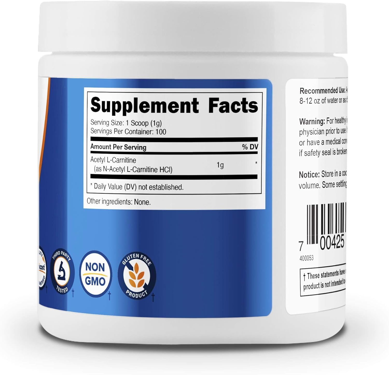 Nutricost Acetyl L-Carnitine (ALCAR) 250 Grams- 1G Per Serving - 250 Servings: Health & Personal Care