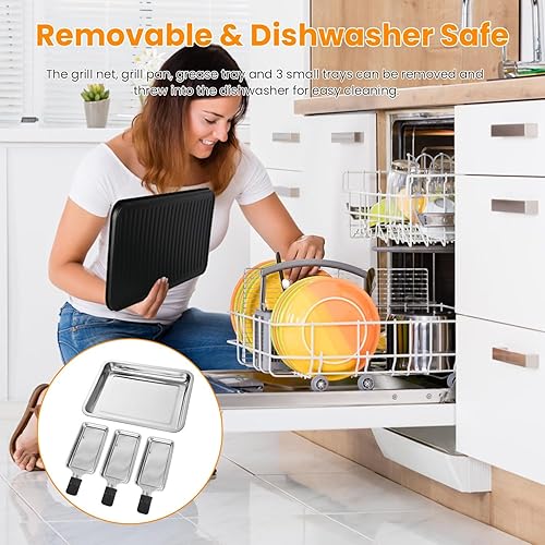 Miniatura 7 de Parrilla eléctrica para interiores sin humo, 1500 W 2 en 1 barbacoa coreana y Raclette parrilla de mesa con platos extraíbles antiadherentes,