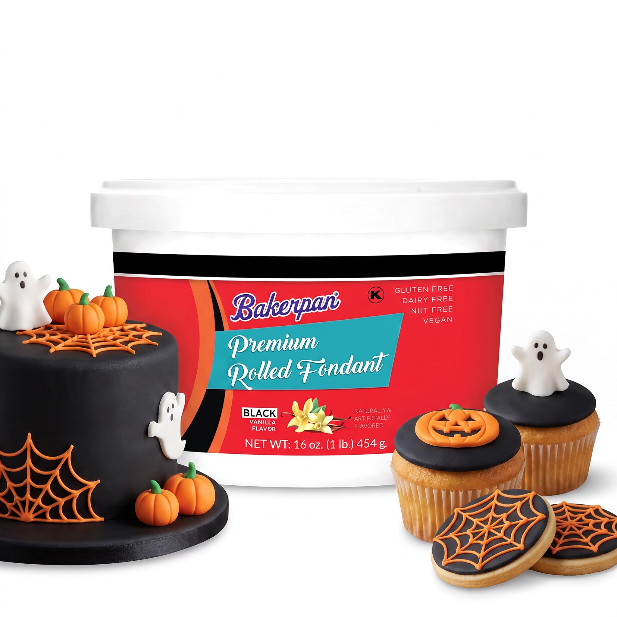 Bakerpan Premium Rolled Black Fondant For Cake Decorating - 1 Pound