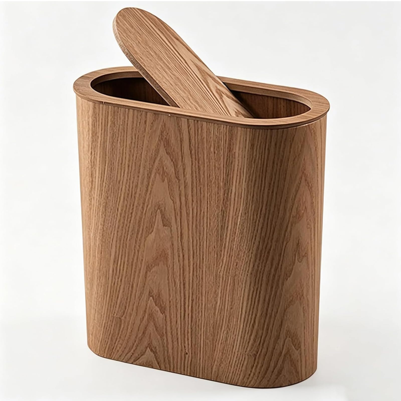 corbeille bois étroite avec couvercle