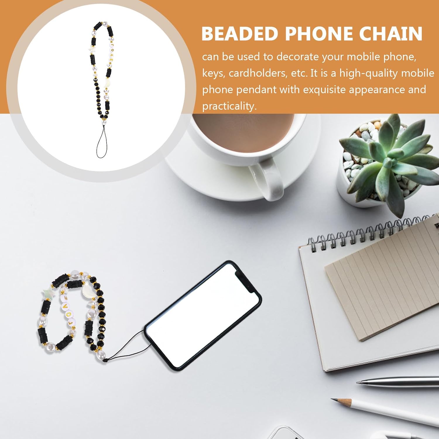 PRETYZOOM Moon Star Pearl Polymer Clay Phone Chain for Girls and Gifts image 5