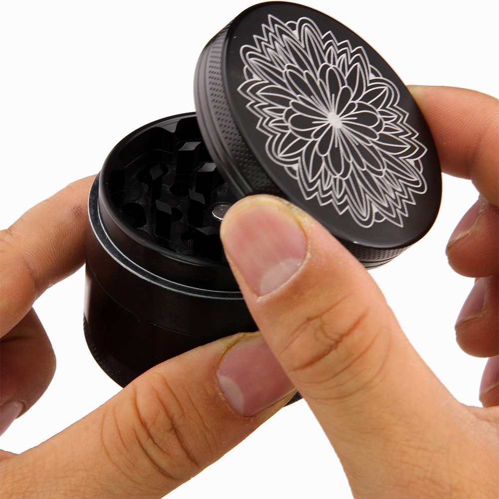 DCOU Gewürzmühle Metall - 4-teiliger Grinder Mit Pollensieb 2,5 Zoll Blau