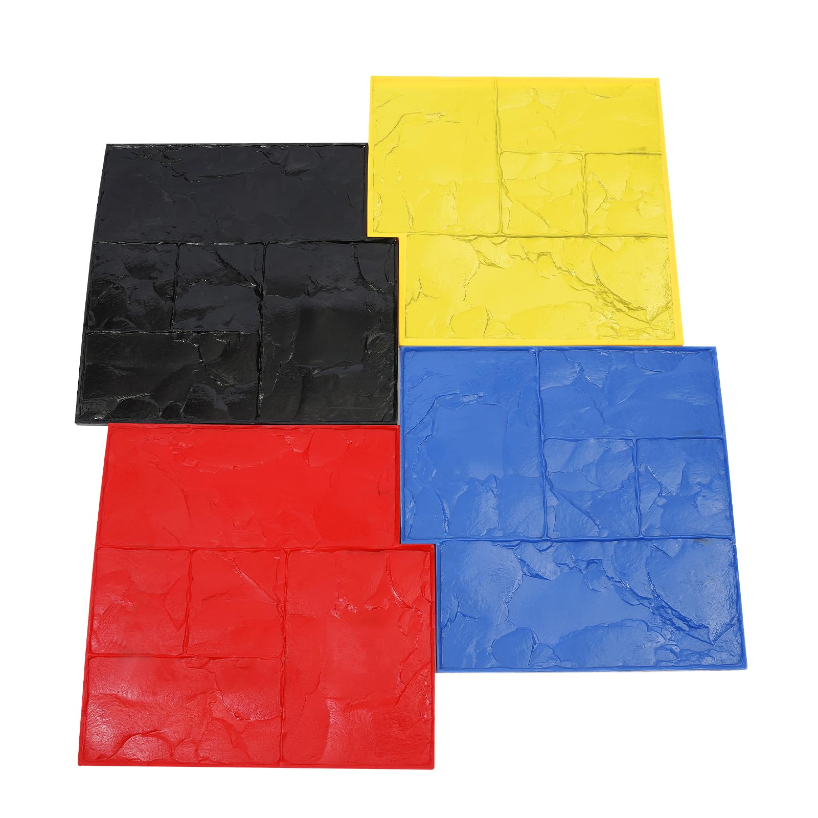 4 PCS Concrete Texturing Skin,24 * 24In Concrete Stamps Mats Set,Polyurethane Concretions Stamping Mats,Slate Concreting Stamps,Realistic Concreting
