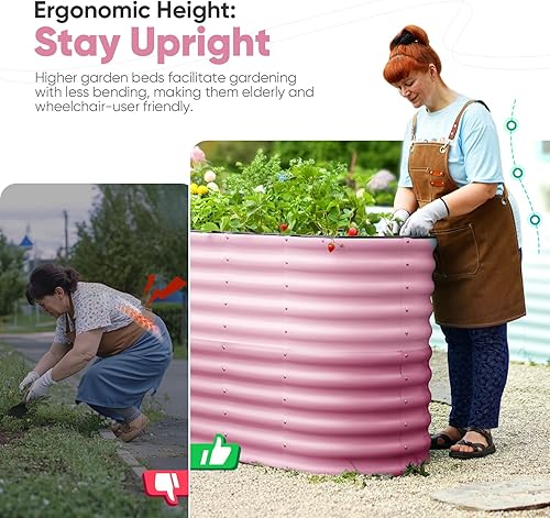 Miniatura 88 de KING BIRD Cama de jardín elevada galvanizada de 68 x 36 x 24 pulgadas, caja de metal de acero elevado para verduras de raíces profundas, flores, kit