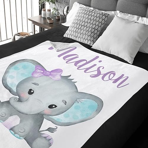 Miniatura 272 de Manta de bebé personalizada con nombre, mantas de bebé de elefante personalizadas para niñas, regalos de bebé, productos para bebés, mantas súper