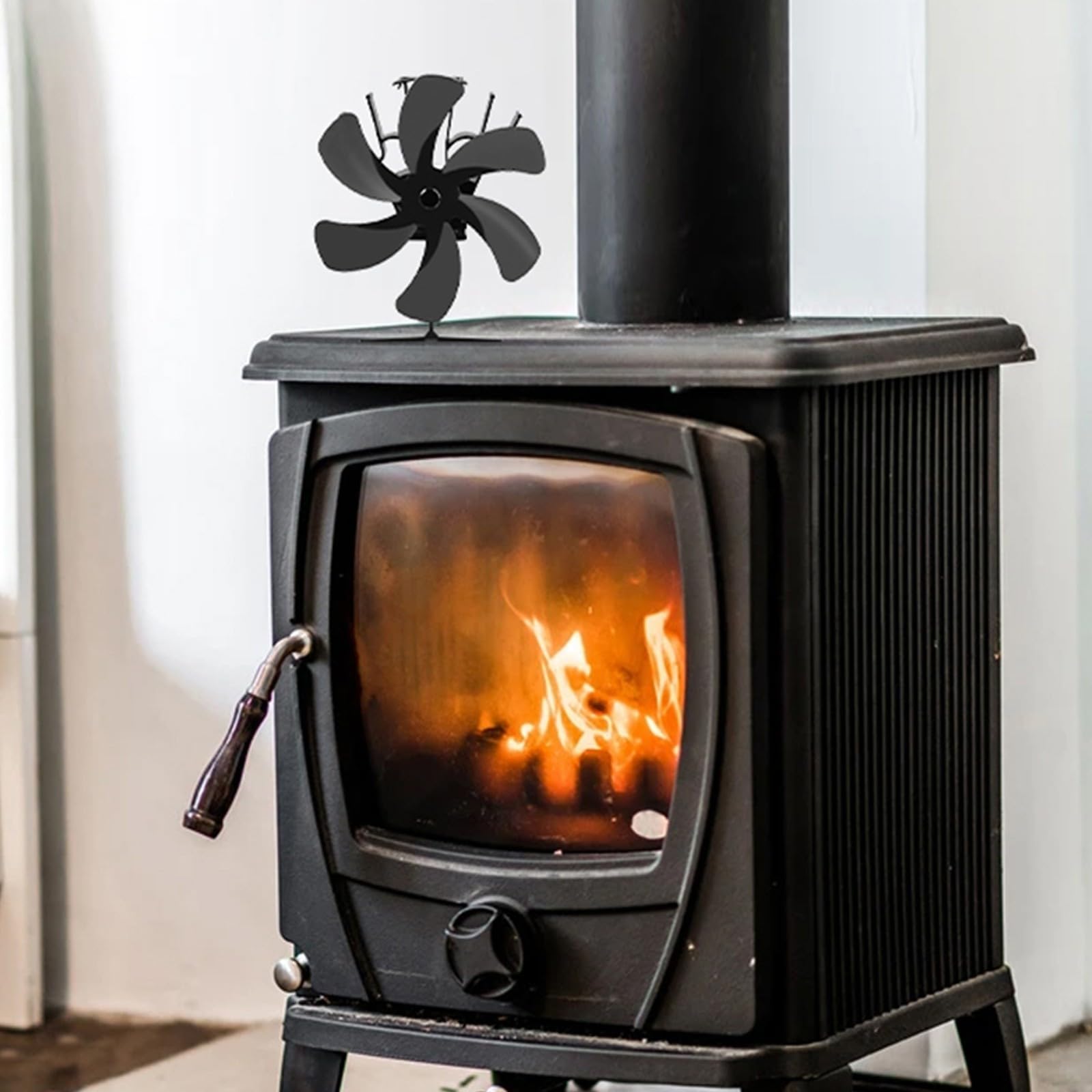 Ventola a 7 pale per stufa a legna silenziosa | Flusso d'aria massimo a 7 lame, silenzioso sotto i 25 dB, nessuna batteria necessaria, distribuzione del calore