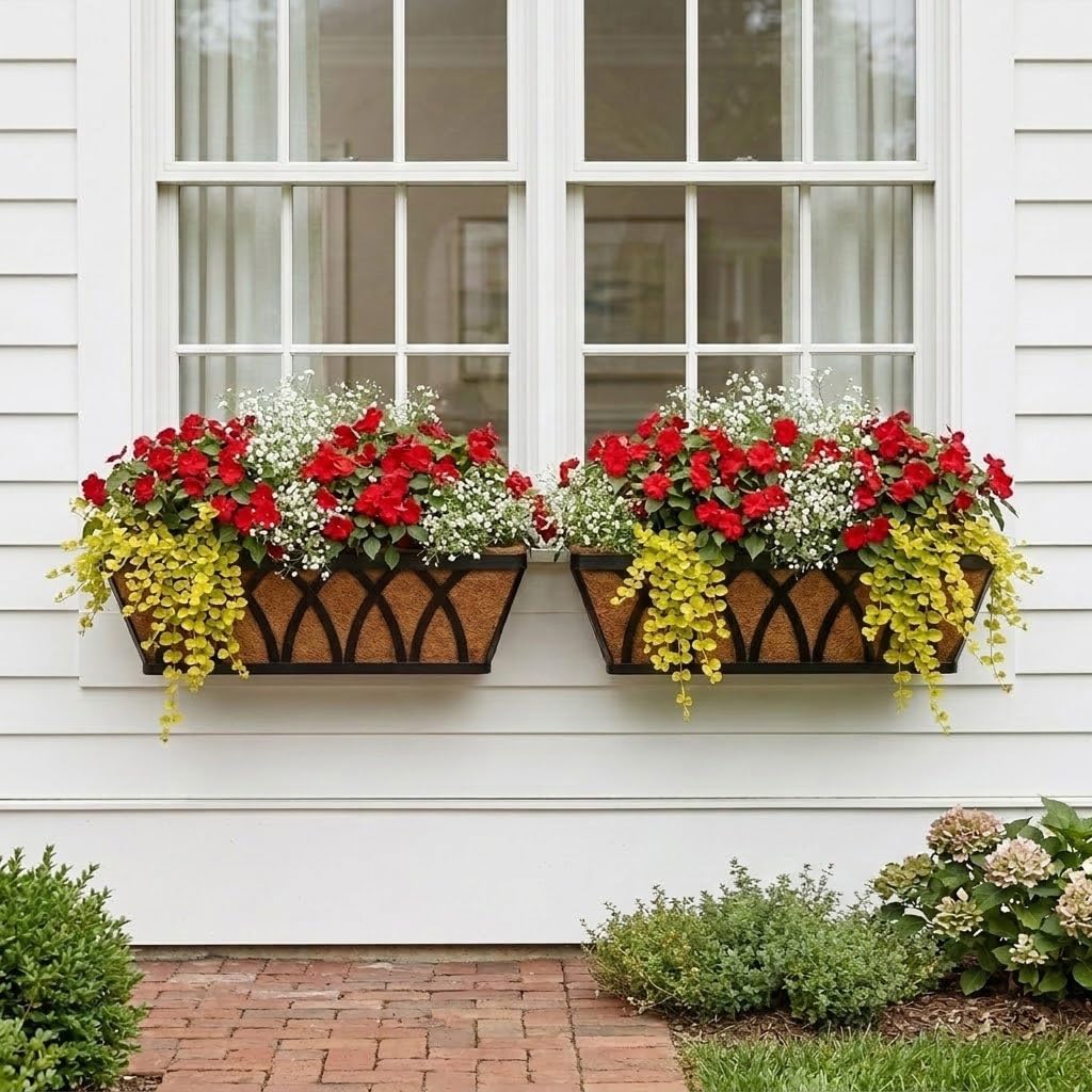 Lot de 2 pots de fleurs suspendus en métal de 61 cm de long avec motif croix