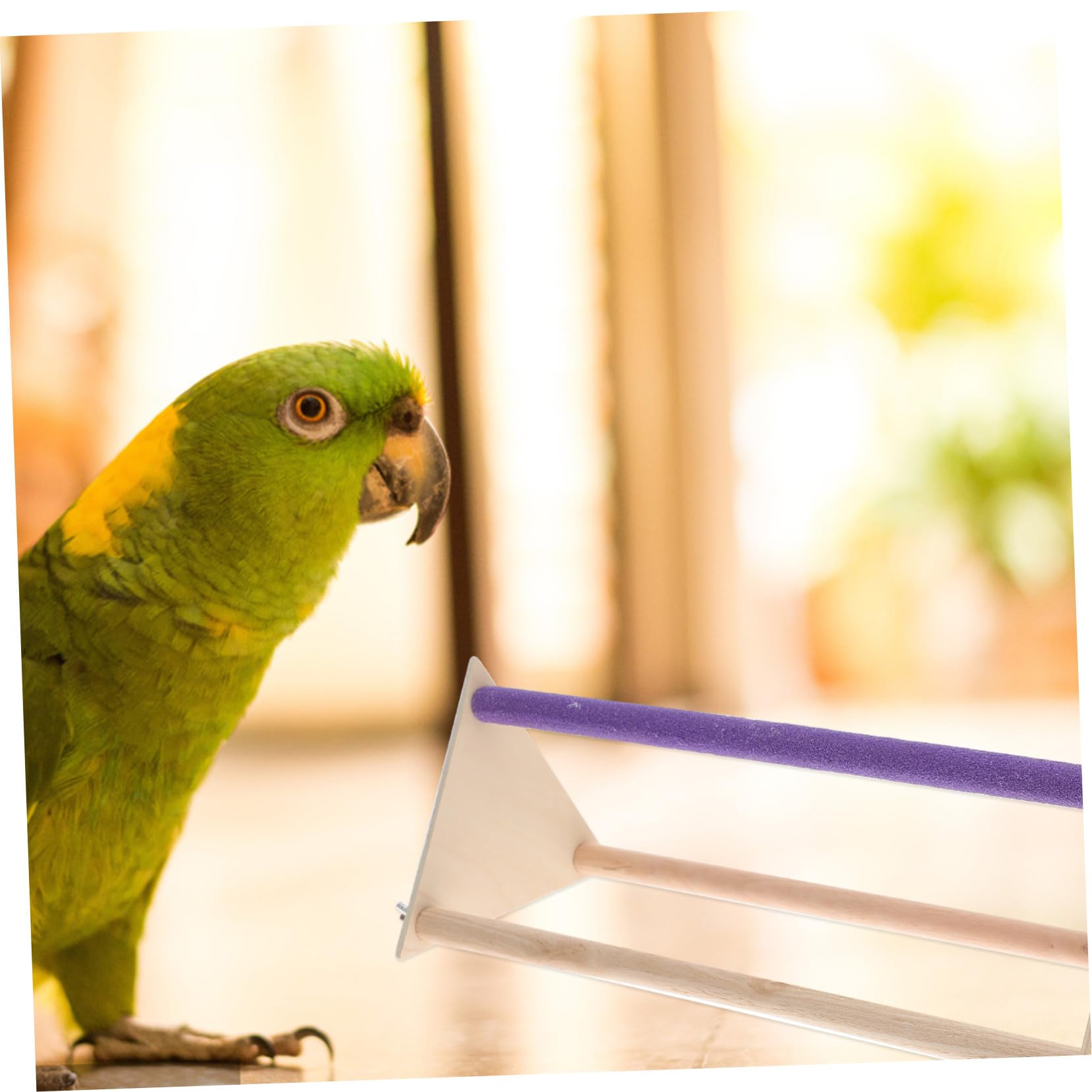 Juego de Accesorios para Aves Soporte de Madera para Pájaros, Barra de Madera para Descansar y Escalera para Gallinero, Adecuado para Relajación y Juego
