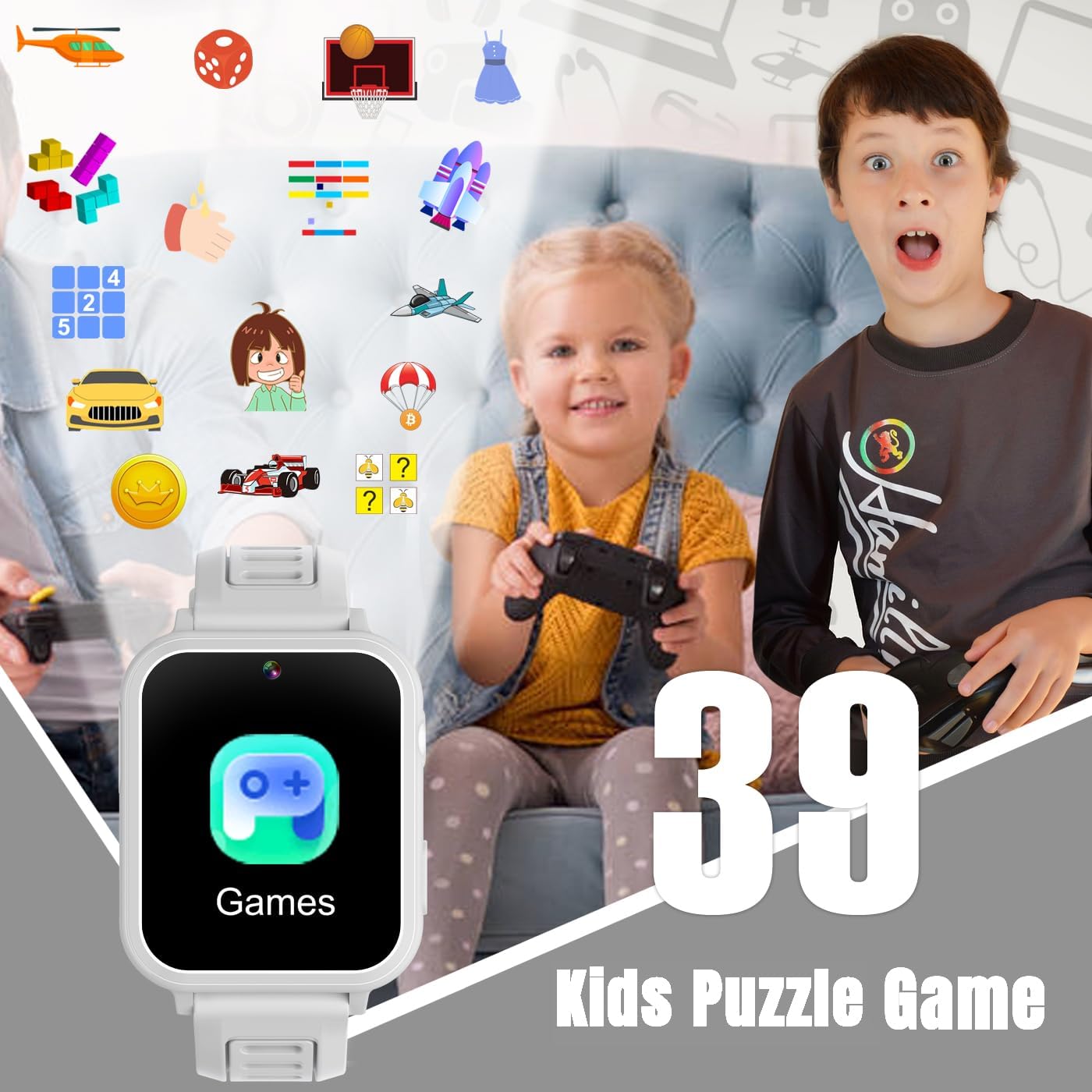 Kids Game Smart Watches Girls with 39 Puzzle Games Camera Music Player Pedometer Alarm Clock Calculator Torch, 12/24 hr HD Touch Screen Kids Watches Toys for Girls Age 3-12 Year Olds Gifts - Image 5