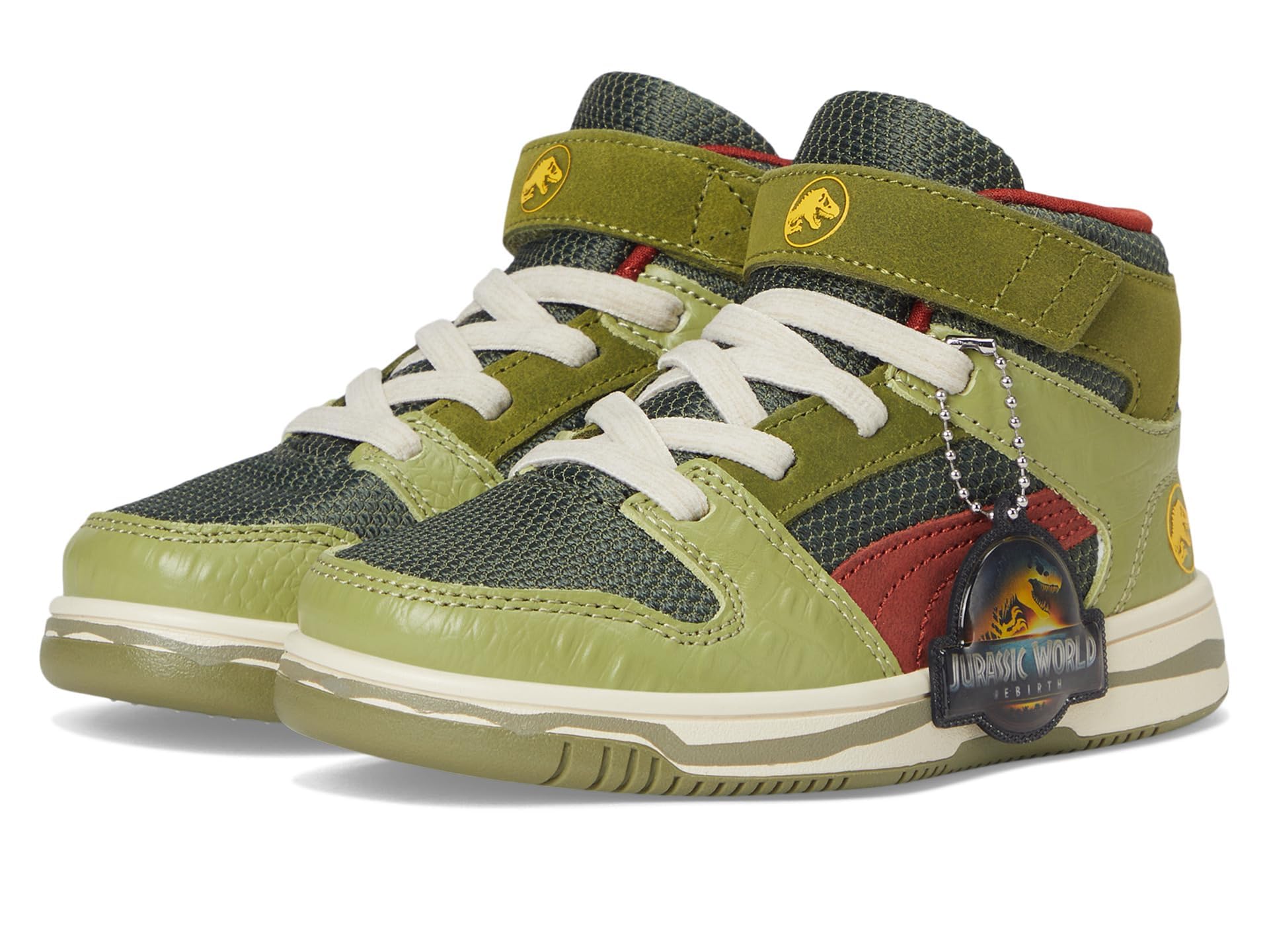 PUMA Rebound Layup Mid Jurassic World Hook and Loop Shoes unisex-child Sneaker 28.5 EU Green Moss-mars Red-yellow Sizzle