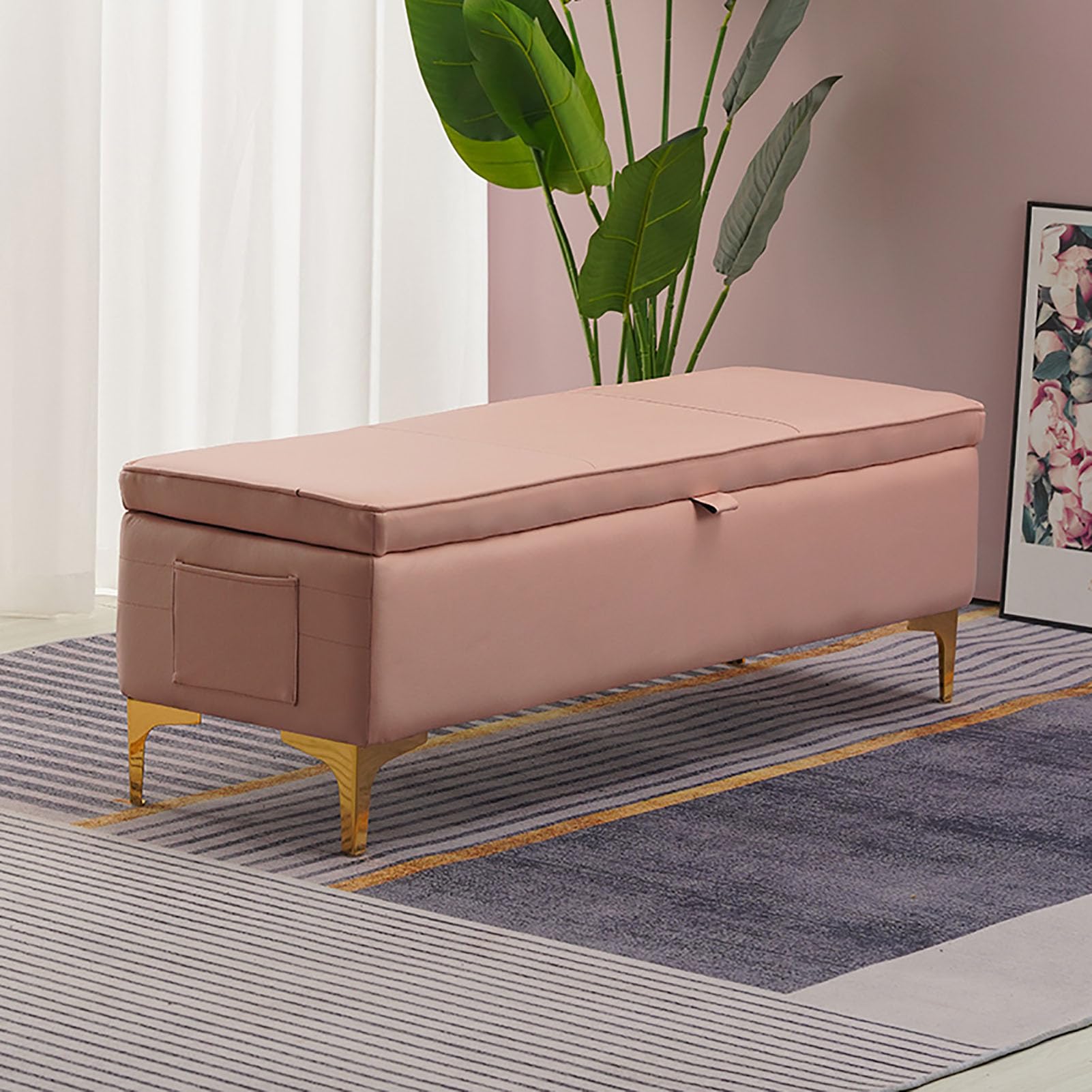 Repose-pieds d'entrée avec poche latérale et banc de rangement pour petits espaces