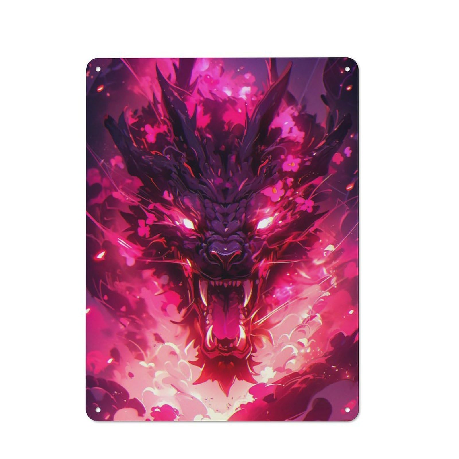 Junmoney Epic Dragon Portrait Metal Wall Sign 40X30cm Featuring For Bar Or Restaurant, For Vintage Wall Decor Fans, For Themed Room Decoration