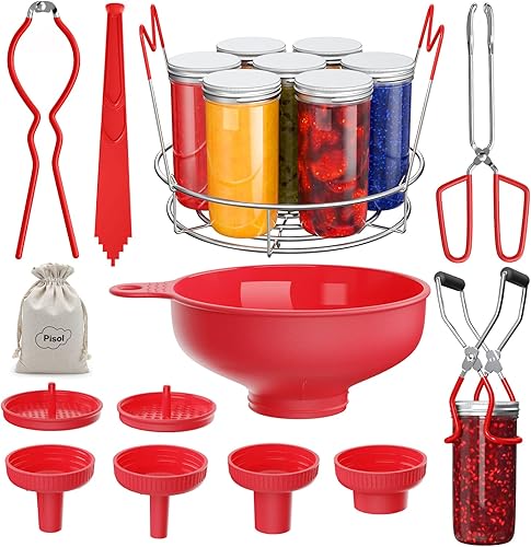Kit de iniciación de suministros de enlatado, juego de herramientas de enlatado con embudo de cocina con boquilla de 4 tamaños y coladores de 2
