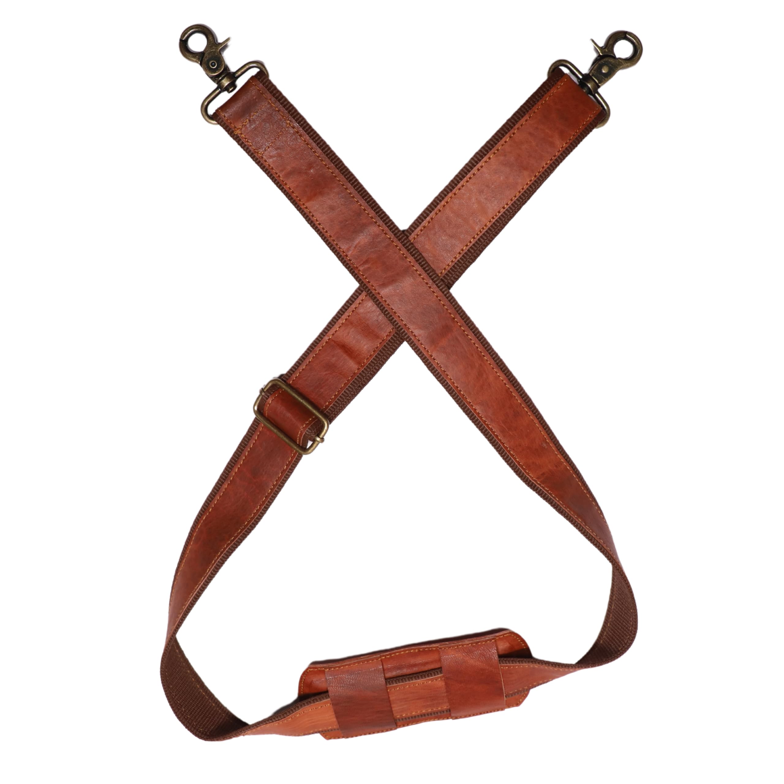 Photo 1 of Adjustable Genuine Leather Shoulder Strap – Vintage Brown 60-Inch Comfort-Fit Padded Replacement with Heavy-Duty Swivel Hooks for Crossbody, Laptop, Messenger, Purse, Handbag, Duffel & Luggage Bags