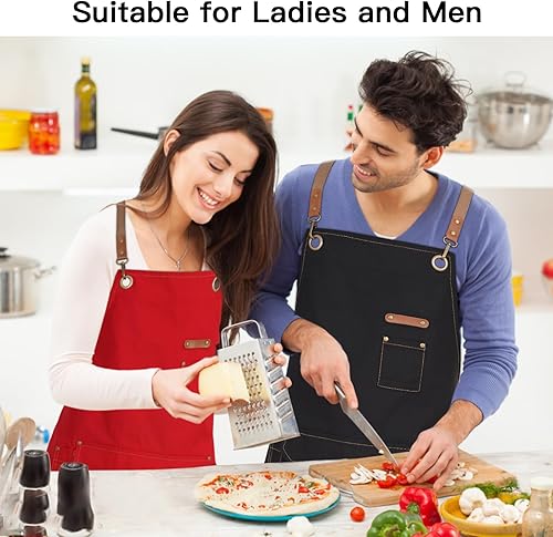 Miniatura 5 de Delantal de chef con correas cruzadas en la espalda para hombres y mujeres, delantal de lona de algodón para pintura de artistas, cocina