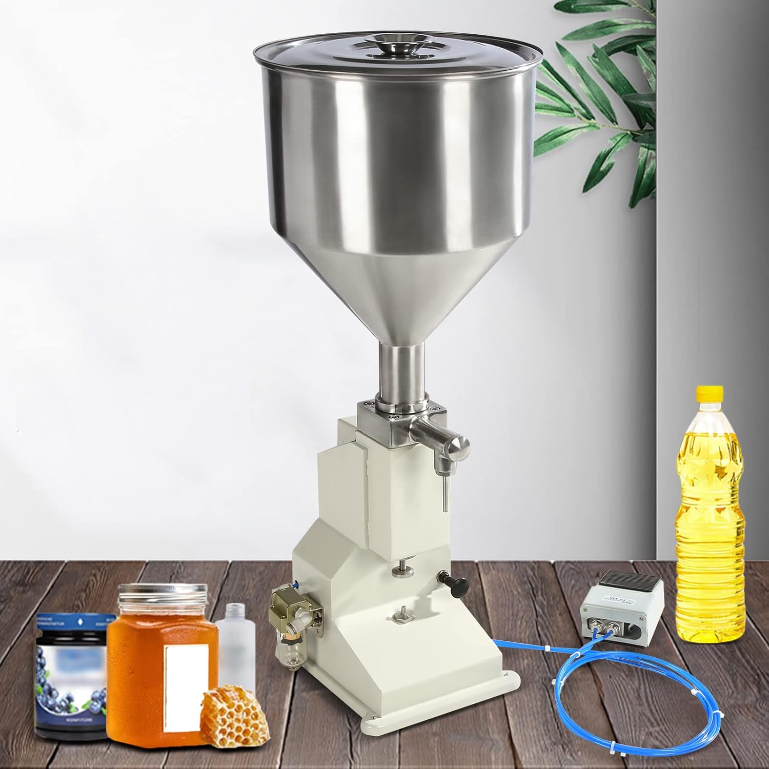 Pneumatic Filling Machine, 5-50ml Liquid Filling Machine, A02 Pneumatic Paste Bottle Filling Machine, Stainless Steel Bottle Filling Machine, for Filling Liquid, Perfume, Drink, Cosmetic