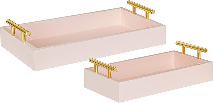 Amazon.com: Kate and Laurel Lipton Modern Tray Set, Set of 2, Pink and ...