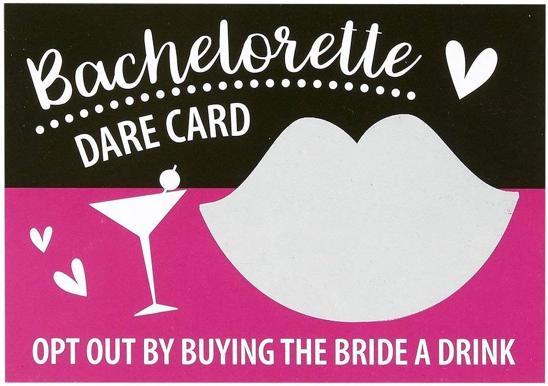 Pack of 30 Bachelorette Party Game - Bachelorette Dare Cards Scratch Off Cards - Perfect for Girls Night Out, Bridal Parties, Bridal Showers, Hot Pink & Black Cards