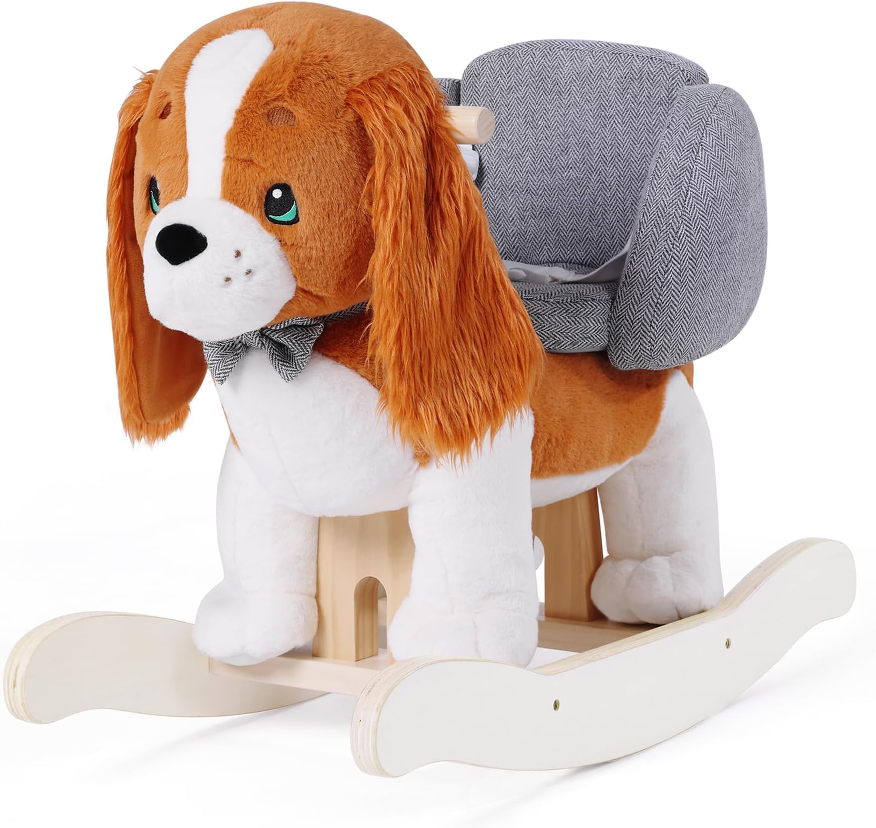 labebeChild Rocking Horse Toy, Stuffed Animal Rocker, Green Crocodile Plush Rocker Toy for Kid 6 Month -3 Years, Wooden Rocking Horse Chair/Rocker/Animal Ride on (King Dog)