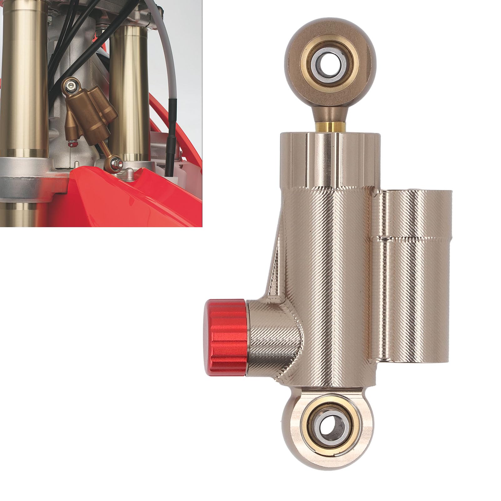 Einstellbarer CNC-Lenkungsdämpfer, Verbesserter Stabilitätsstabilisator für Motorräder, Gold, Universelle Passform, Import-Dämpfungsöl, Bereich von -40 °C Bis 100 °C