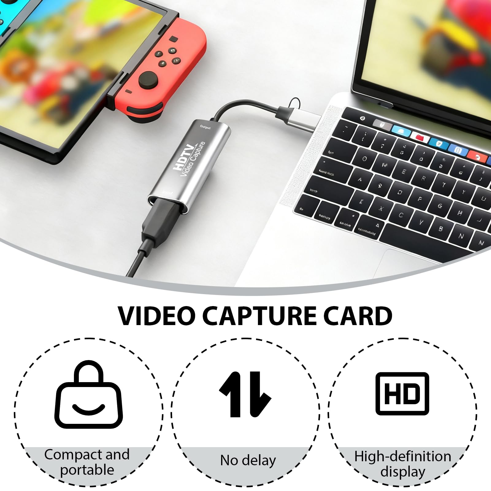Capturadora de Video HDMI a USB C, Full HD 4K 1080P, Capturadora Video HDMI, Tarjeta de Captura, Capture Card para Edición de Vídeo/Juegos/Transmisión/Enseñanza en Línea
