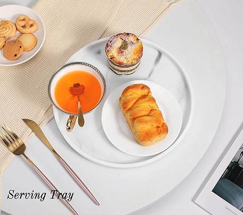 Miniatura 6 de Luxspire Bandeja redonda de tocador, bandeja de tocador de baño de 10.63 pulgadas, bandeja de cocina de resina, bandeja organizadora de encimera